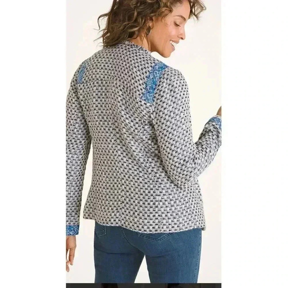 Chico's Tweed Jacket Size 1. Zip Front, lightweight - Picture 5 of 7